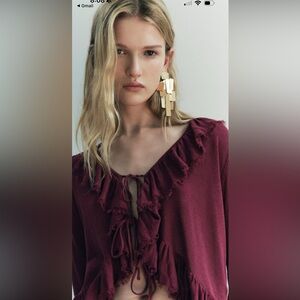 Zara knit blouse with ruffles